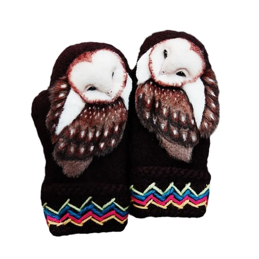 OwlWarm® | Handgestrickte Eulen-Handschuhe