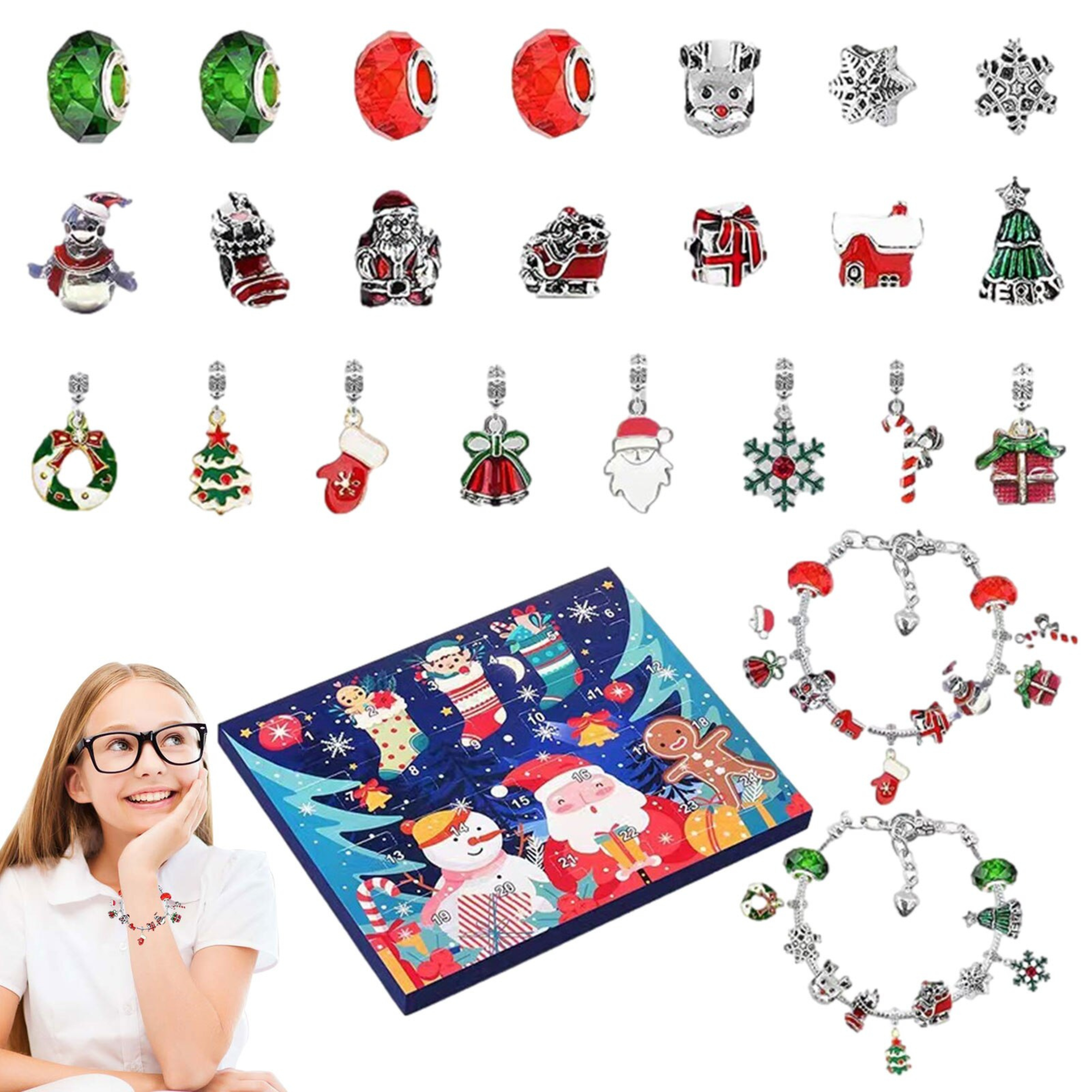 FunCountdown® | 24 Tage Weihnachts-Adventskalender-Armbänder-Set